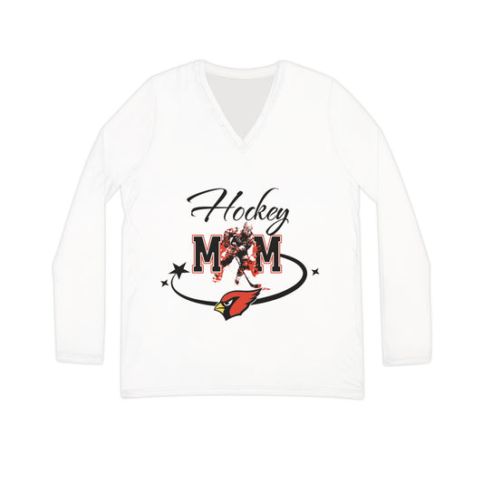 Hockey Mom, Women's Long Sleeve V-neck Shirt